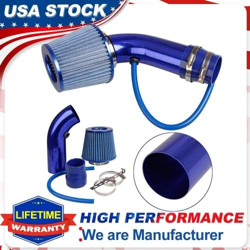 Air Flow Intake Kit Blue Pipe Diameter 3''+Cold Air Intake Filter&ClampAccessory