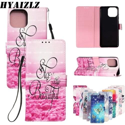 Flip Leather Case for iPhone 13 12 Pro Max Mini 11 SE 2020 XS XR 7 8 Plus Wallet Fundas Card Holder Cute Painting Pattern Cover