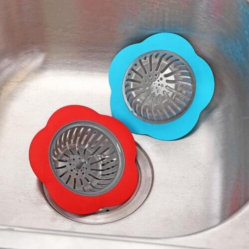 Kitchen Flower-shaped Shower Sink Drain Cover Sink Colander Silicone Sink Strainer Colander Sieve Sewer Hair Filter Accessories