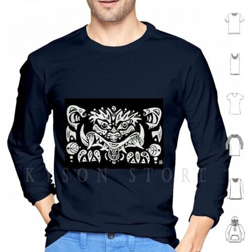 Bear Totem Hoodies Long Sleeve Bear Totem Spirit Animal Geometric Ink Moon Bears