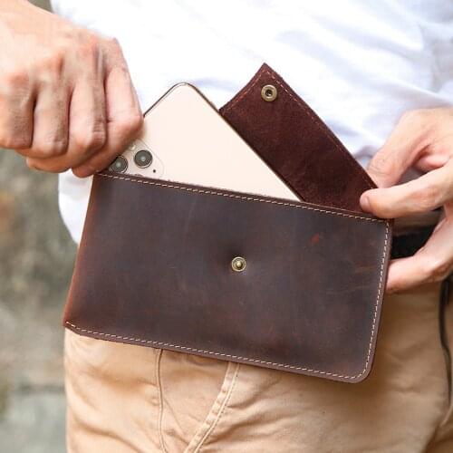 Fashion Quality Genuine Leather Waist Bag Small Summer Pouch Crazy Horse Cowhide Design Waist Pack Bag Phone Pouch Waist Belt