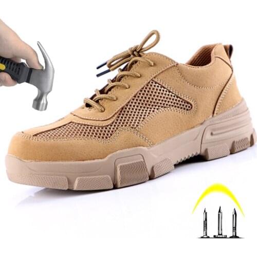 Mens Summer Shoes Outdoor Work Shoes Anti-smash Anti-piercing Safety Shoes 2019 Breathable Indestructible Safety Mens Boots