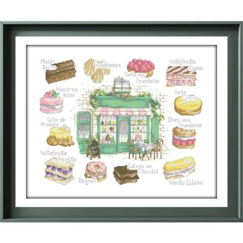 Dreampattern Desserts in the cake shop cross stitch kits pattern design 18ct 14ct 11ct unprint canvas embroidery DIY