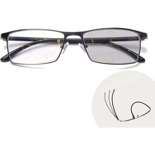 Progressive Transition Photochromic Computer Reading Glasses Flexible Temples UV400 No Line Gradual Sunglasses
