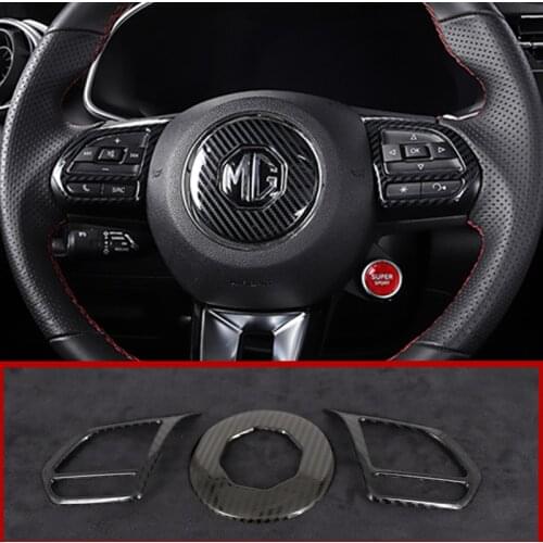 Metal carbon fiber 3pcs steering wheel trim covers Car Accessories For MG ZS EV HS MG6 MG5 EZS 2018 2019 2020 2021