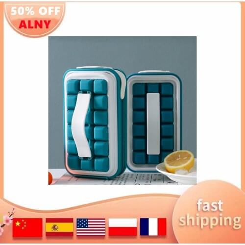 Ice Tray Molds Curling Bar Maker Bag Silica Gel Blue Drink Iced Folding Water Bottle 32 Cells Ice Cube Mold Beverage Can Mold