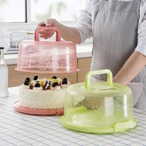 Portable Cake Storage Box Round Handheld Dessert Fruit Storage Carrier Case Birthday Wedding Kitchen Baking Container Holder