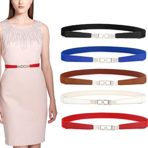 1Pcs Thin Elastic Waist Belt Fashion Women PU Black White Waist Band Dress Apparel Accessories Cinturon Mujer 4 Colors