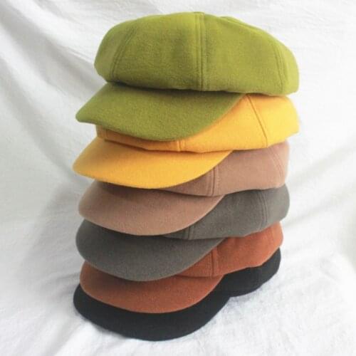 Wool Womens Beret Autumn and Winter Octagonal Hat Hat Fashion Artist Painter Newsboy Hat Pumpkin Hat