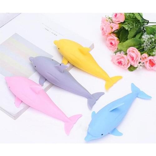 Highly Simulated TPR Dolphin Shape Stress Relief Squeeze Toy Animal Ornaments Decompression Gifts