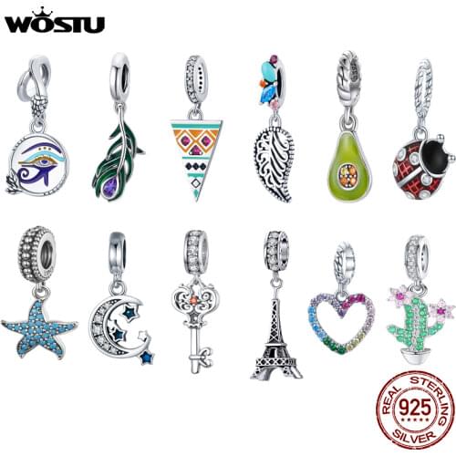 WOSTU Hot Sale 925 Sterling Silver Daisy Wings Heart Pendant Charm Dangle Beads Fit Original Bracelet For Women Fine Jewelry
