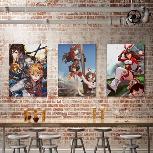 WTQ One Piece Poster Game Genshin Impact Anime Wall Art Canvas Poster Painting HD Prints Picture Living Boy Room Home Decor