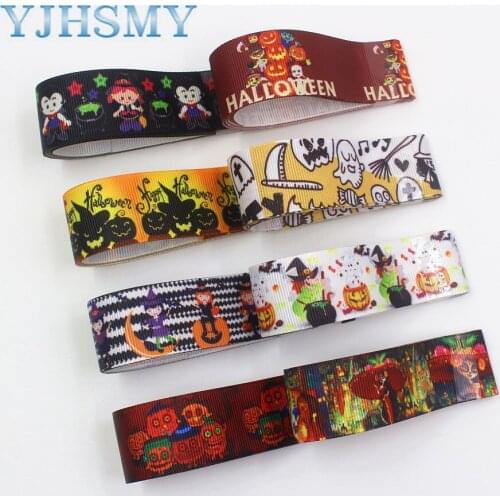 YJHSMY I-191004-2300,25mm 10yards Halloween Cartoon Thermal transfer Printed grosgrain Ribbons,bow cap,Clothing DIY accessories
