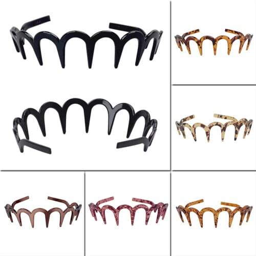 Women Zig-Zag Shark Long Tooth Headband Plastic Resin Non-Slip Wave Comb Brown Hair Hoop Girls Headwear DIY Headpiece