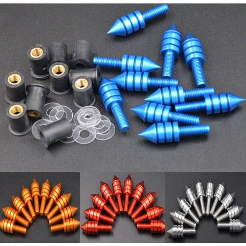 ZXMOTO 10Pcs Motorcycle Windshield Windscreen Spike Bolt Kit Well Nuts / Bolts / Washer Screws ZXMT Accessories