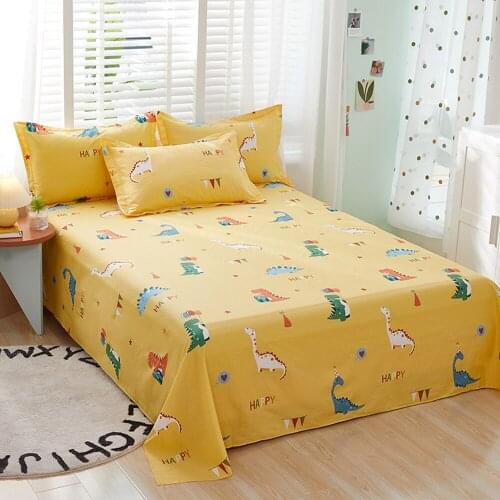 1pcs 100% Cotton Bed Sheet Flamingo Printed Double Top King Sheets Pure Cotton Single Size Kids Bed Linen (No Pillowcase)