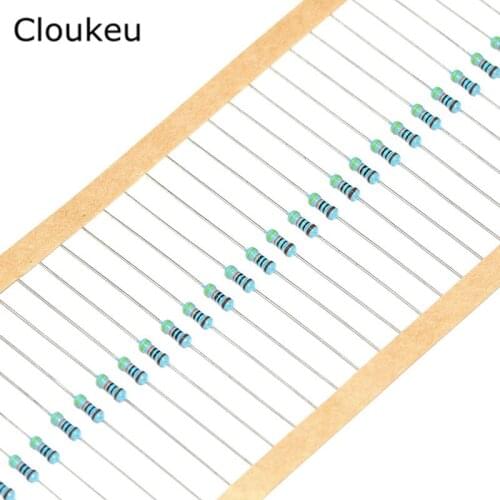 100Pcs 0.25w Metal film resistor 1/4W 1% 1K 2.2/3.3/4.7/5.6/8.2/10/22/33/47/56/82/100/120/220/330/390/430/510/680/910K Ohm