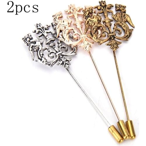 2pcs Mens Vintage Lapel Pin Double Lion Brooch Wedding Corsage Suit Shawl Lapel Pins Hat Shirt Collar Pin Party Accessory