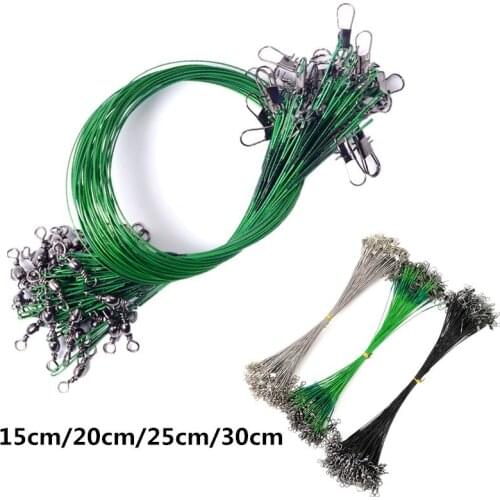 20Pcs Anti Bite Steel Fishing Line Wire Leader Stainless Steel 15CM - 30CM Steel Wire Leader With Swivel Fishing Accessory