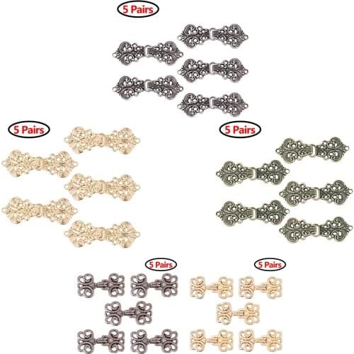 5Pcs Clasp Fasteners Flower Cape/Cloak Clasp Cardigan Clip Chinese Knot Buttons For Clothes Cheongsam Scottish Style Pin Brooch
