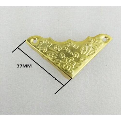 Antique Iron Right angle legs Wooden Box Hardware Corner Brackets Decor Four sides protection,Pattern Carved Corners,37mm,4Pcs