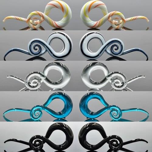 BOG-High Qaulity Pair Glass ear hanger weights gauges taper twist ear plugs ear stretcher expander Glass ear tunnel Plugs