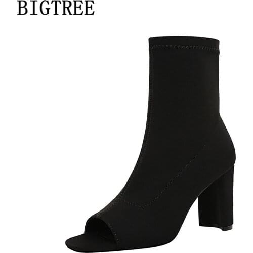 Bigtree Shoes For Women 2021 Heels Ankle Boots For Women Boots Female Women Shoes Peep Toe Summer Boots Women Chaussure Femme