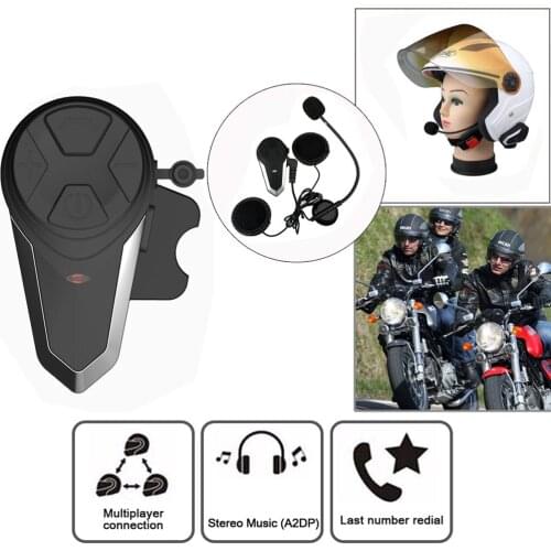 BT-S3 1000M Motorcycle BT Interphone Motorbike Helmet Wireless Intercom FM Headset Portable Mini Interphone