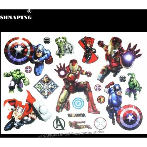 SHNAPIGN Little hero Children Cartoon Temporary Tattoos Sticker Fashion Summer Style Elsa Waterproof Girls Kids Boys Hot