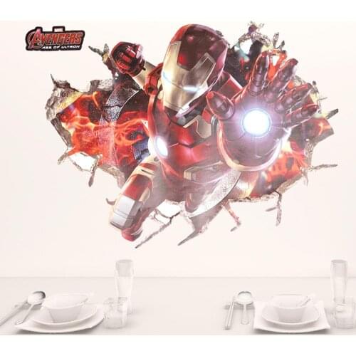 Disney 3d effect iron man hero stickers for kids rooms nursery wall art decals decor The Avengers wallpaper DIY poster