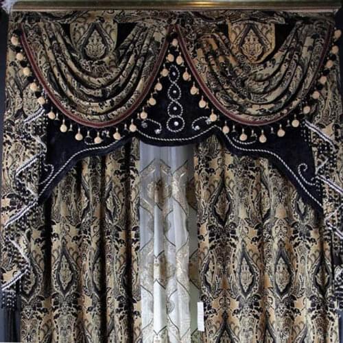 Hot Luxury black curtains lace velvet lightproof fashion black quality curtain thickening double faced chenille finished Curtain