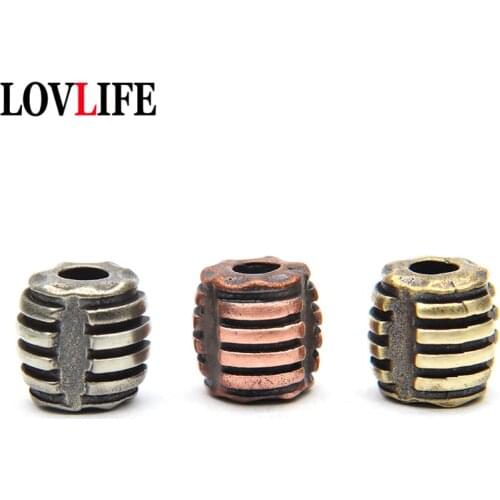 EDC Brass Mechanical Gear Irregular Cylinder Umbrella Rope Knife Pendant DIY Accessory Jewelry Metal Paracord Beads EDC Keychain