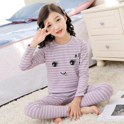 H5733 Winter Cotton Girls Pajamas Autumn Spring Long Sleeve Round Collar Comfortable Sleepwear Suit Women Student Warm Nightwear