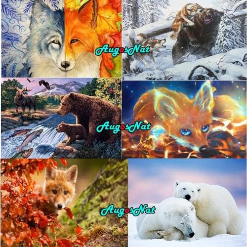 Foxes diamond painting winter bear crystal embroidery pictures diamond dotz mosaic cross stitch sticker resin beads poster art