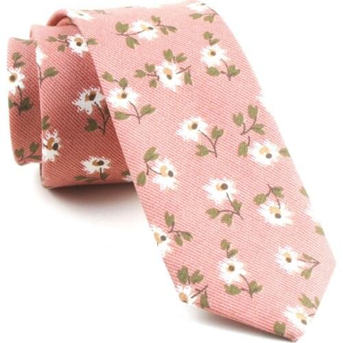 Small Flower Tie Fashion Mens Accessories Cotton Printed Flowers 6cm Narrow Version of Fashion Casual Necktie Gifts for Men
