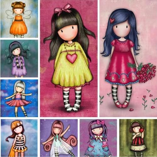 DIY Cross Stitch Cartoon Doll Series Set 11CT Ecological Cotton Thread Printing Embroidery Home Decoration Painting Gift 40x50cm
