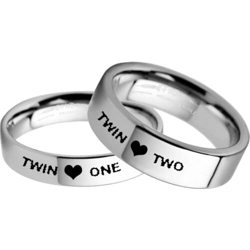 Twins Ring Set Twin one Twin two Ring 8mm stainless steel ring for Sister 6mm Wedding Band for Brother Lesbian Gay Jewelry