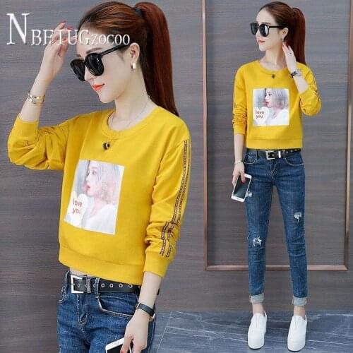 2020 Autumn Winter New Women Sweatshirts Long Sleeve Korean Round Neck Female Sweatshirt