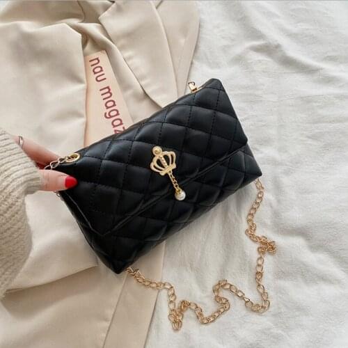 New Diamond Grid Crown WomenS Messenger Bags Fresh PU Solid Color Female Shoulder Bag Phone Cosmetic Ladies Bag Free Shipping