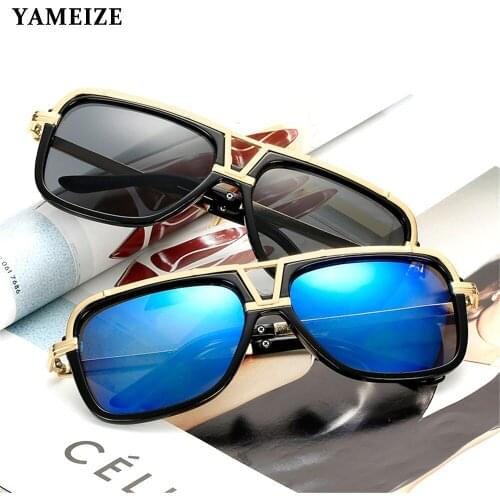 YAMEIZE Pilot Sunglasses Men Metal Frame Mirror Classic Retro Sun Glasses Women Luxury Gradient Eyewear Gafas De Sol UV400