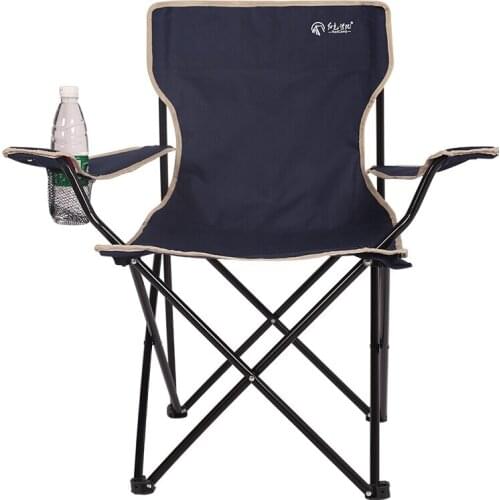Portable Quick Folding Oxford Chair Camping Beach Fishing Outdoor Use Lightweight Quad Chairs with Padded Armrest & Cup Holder