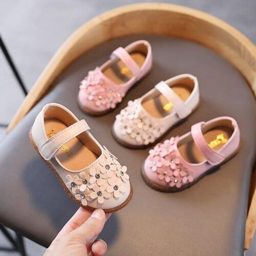 Girl baby Casual Single Shoes Kids flower Princess Shoes soft-soled Toddler Shoes chaussure fille Pink Beige White 1 2 3 4T