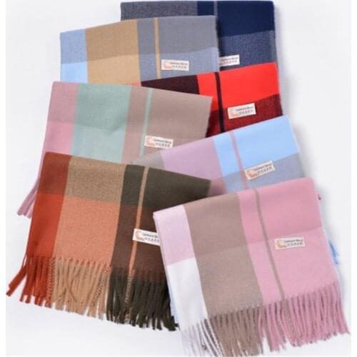 Luxury Plaid Imitation Cashmere Women Scarves Ladies Scarf Neck Head Hijabs Autumn Winter Thick Warm Shawl Wraps