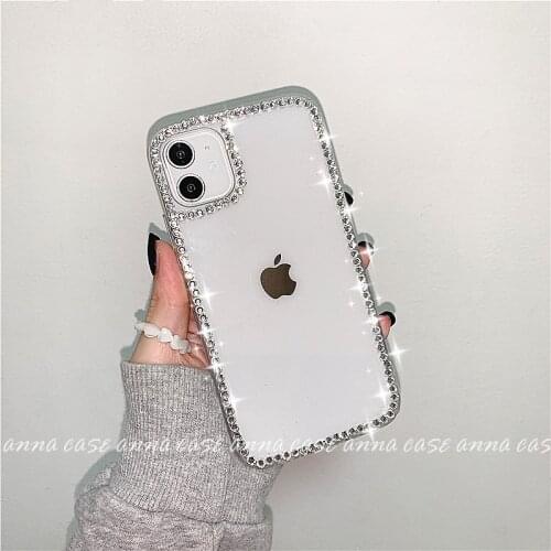Luxury Glitter diamond transparent soft hard phone case for iphone 12 Pro Max MiNi 11 Pro XR X XS 7 8 plus 6 SE 20 cover