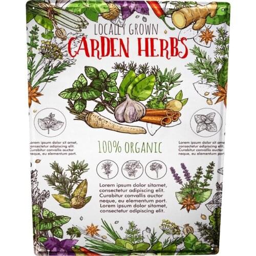 SINCE 2004 tin Plate Kitchen Garden Herbs