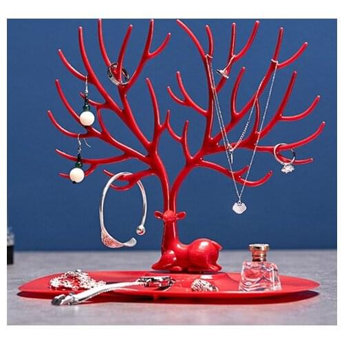 Nordic pure color simple and creative small antler tree jewelry storage box earrings bracelet necklace bracelet earrings rack