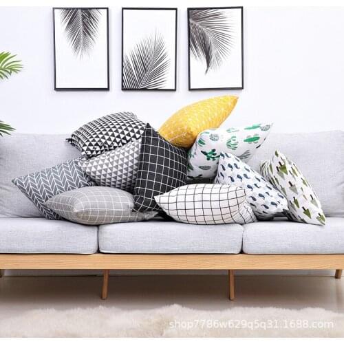 Modern ins simple cotton and linen fabric plaid pillowcase cushion car living room sofa cushion pillowcase wholesale