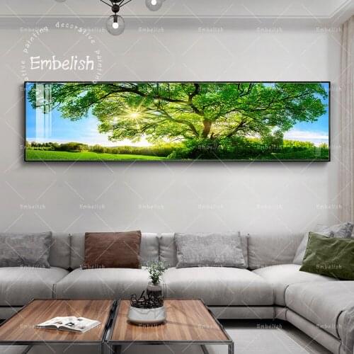 Embelish Sun Shining Through Green Tree Landscape Pictures For Living Room Modern Home Decor Posters HD Canvas Paintings Poster