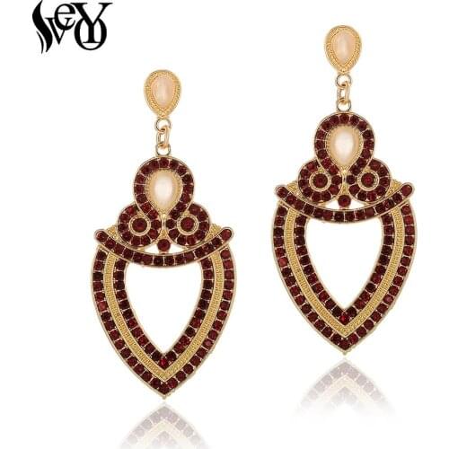 VEYO Vintage Pearl Rhinestone Drop Earrings Ethnic Hollow Dangle Earrings Fashion Jewelry for Woman Gift New