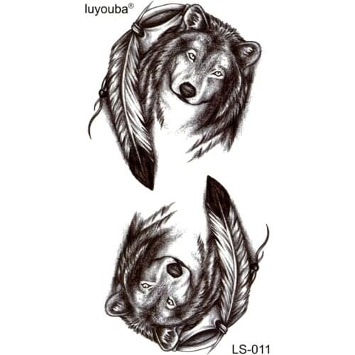 Dog waterproof temporary tattoos men feather harajuku temporary tatoo tatouage temporaire homme henna tattoo sleeves faux